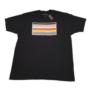 NWT Hot Topics Pride Flag Short Sleeve T-Shirt XL Adult Unisex Black LGBTQIA